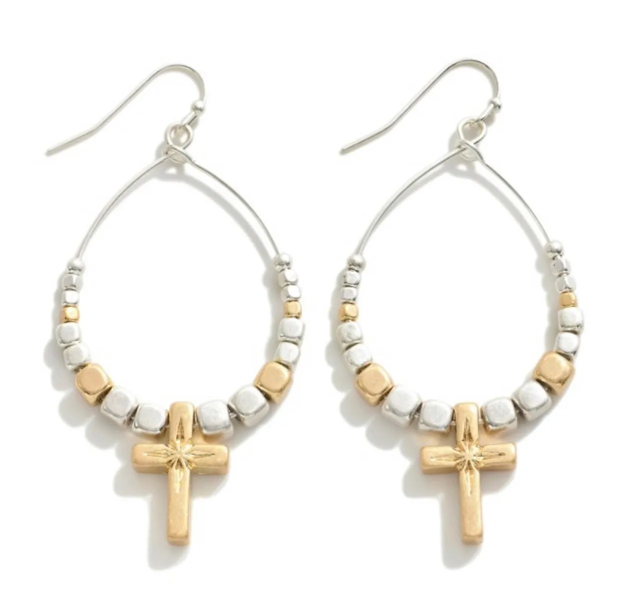 Beaded Teardrop with Cross Detail
