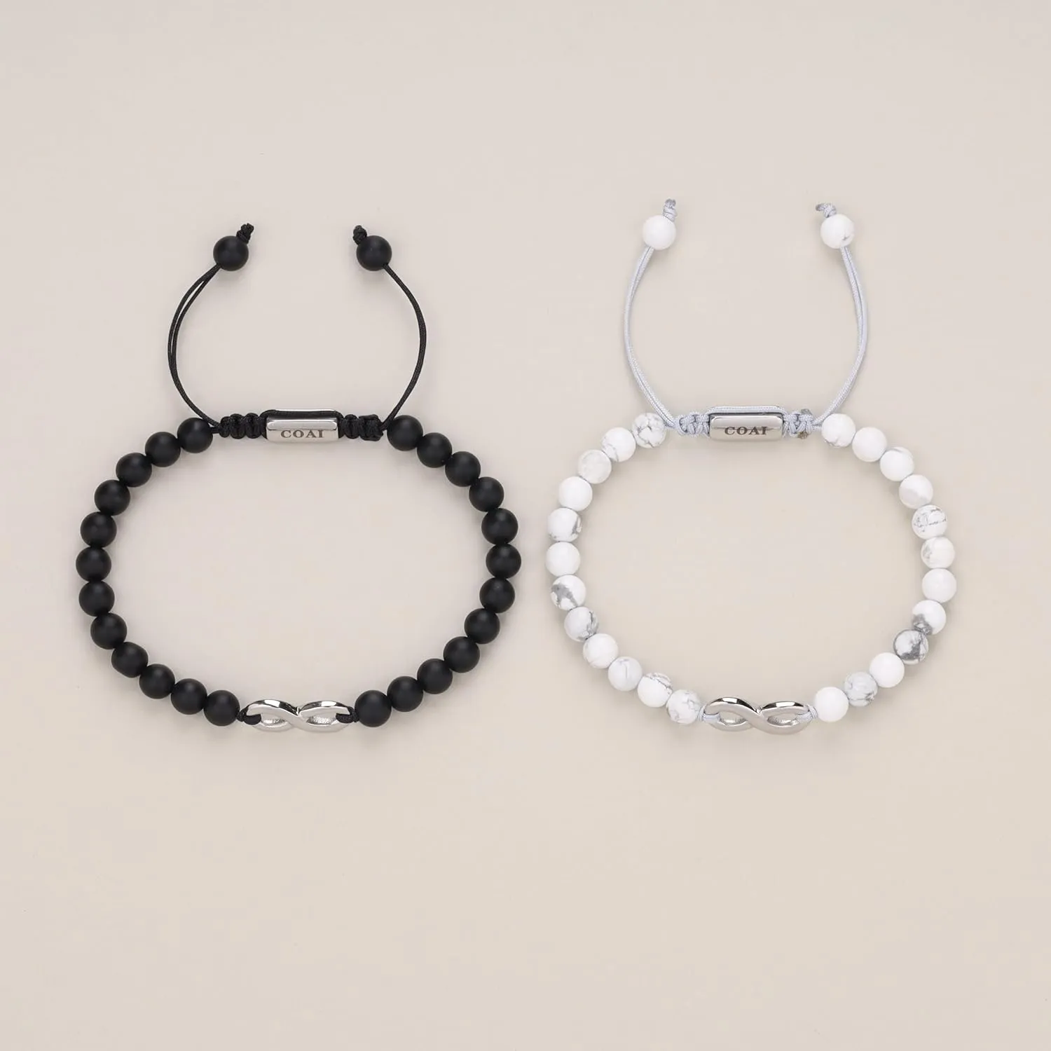 COAI His and Hers Bracelets, Stone Beaded Infinity Bracelets for Couples