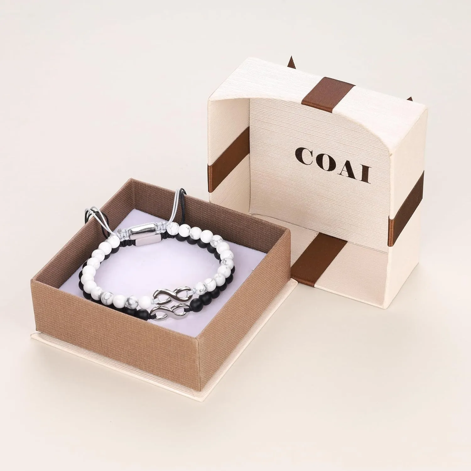 COAI His and Hers Bracelets, Stone Beaded Infinity Bracelets for Couples