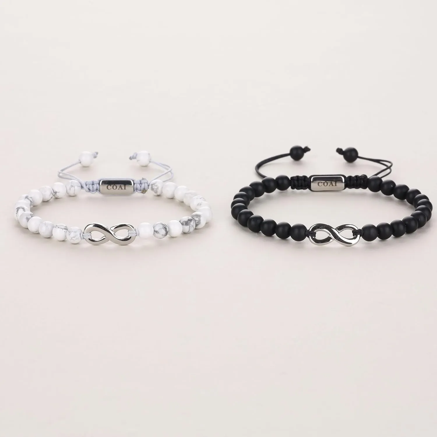 COAI His and Hers Bracelets, Stone Beaded Infinity Bracelets for Couples