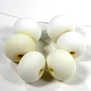 Handmade Lampwork Glass Beads, Opal Yellow Etched Matte 266e