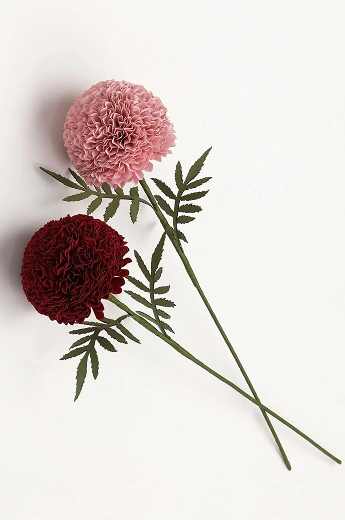 Handmade Paper Flower Stem Maroon