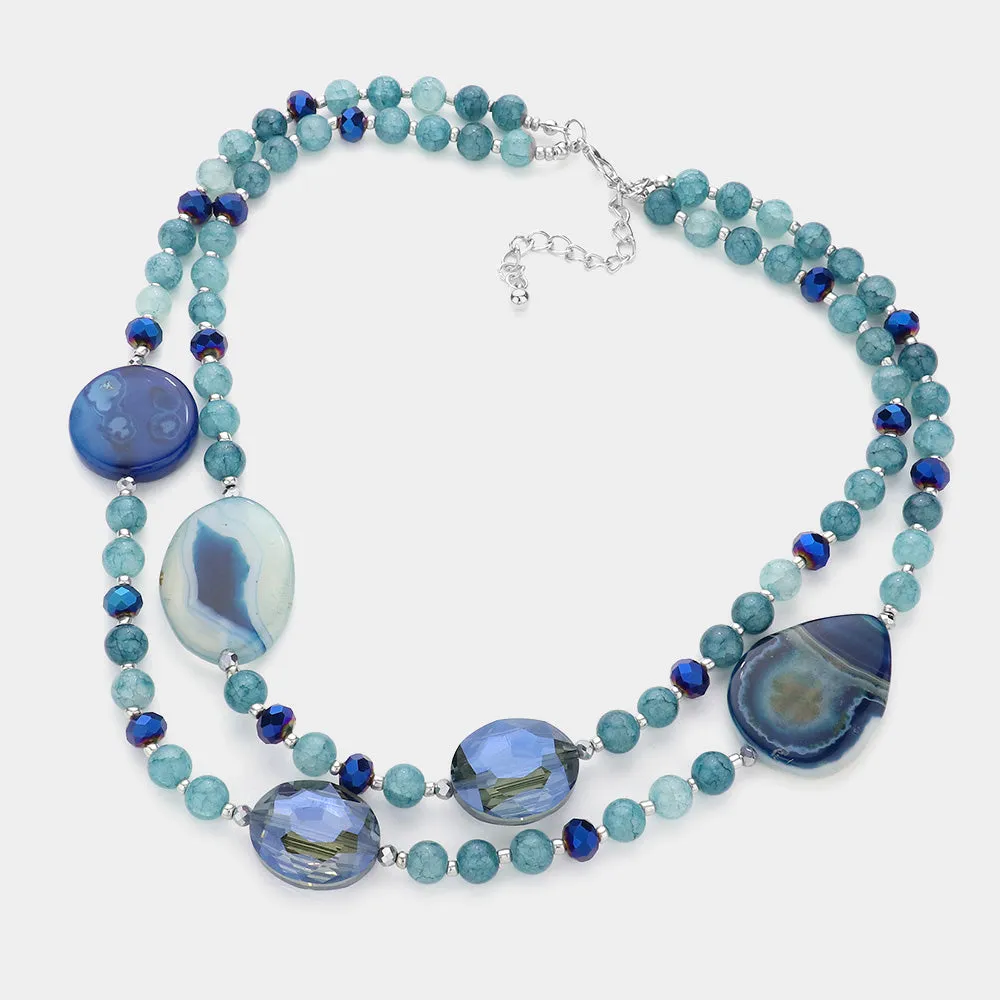 iLLASPARKZ Geometric Bead Accented Double Layered Necklace