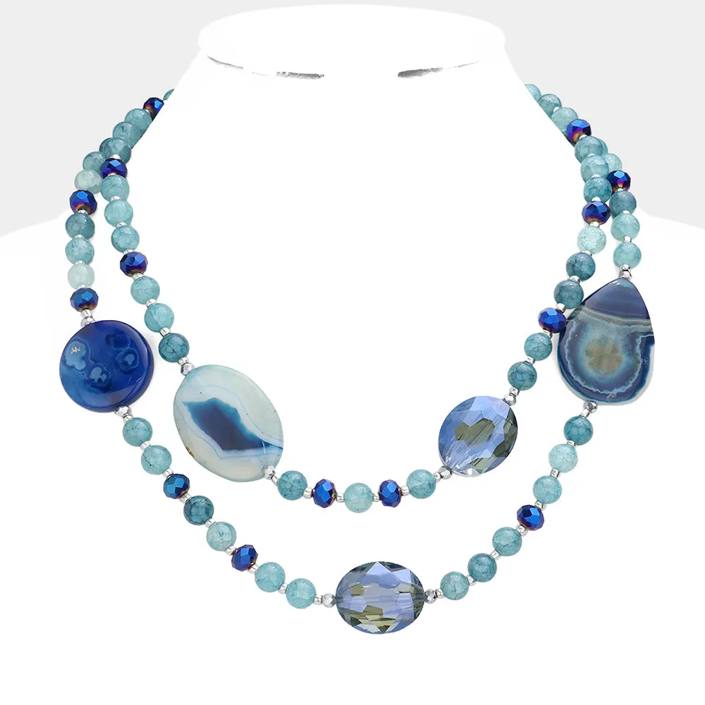 iLLASPARKZ Geometric Bead Accented Double Layered Necklace