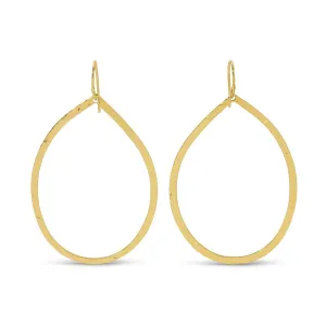 Large Lightly Hammered Open Teardrop Earrings