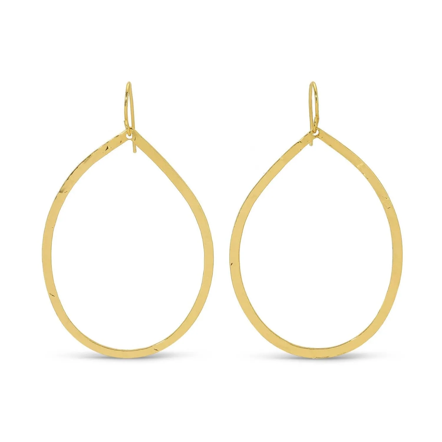 Large Lightly Hammered Open Teardrop Earrings