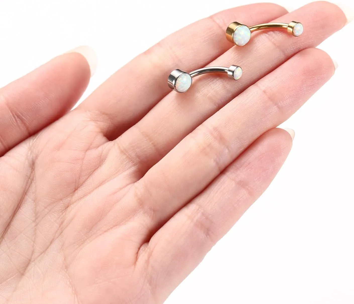 PEAKLINK Opal Belly Button Ring 10mm 14G Belly Jewelry Titanium Navel Ring Internally Threaded Belly Barbell Navel Jewelry Navel Belly Piercing Jewelry for Women