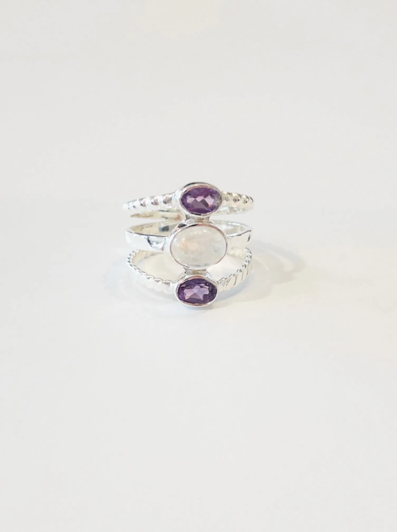 Trinity Amethyst and Moonstone nh Ring