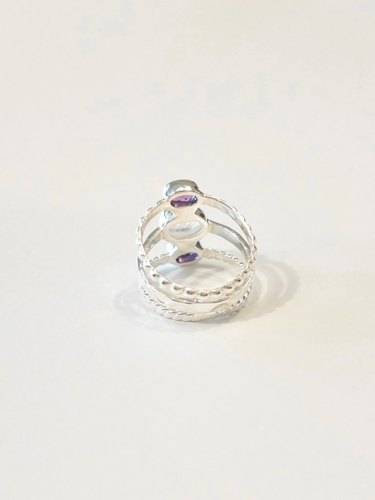 Trinity Amethyst and Moonstone nh Ring