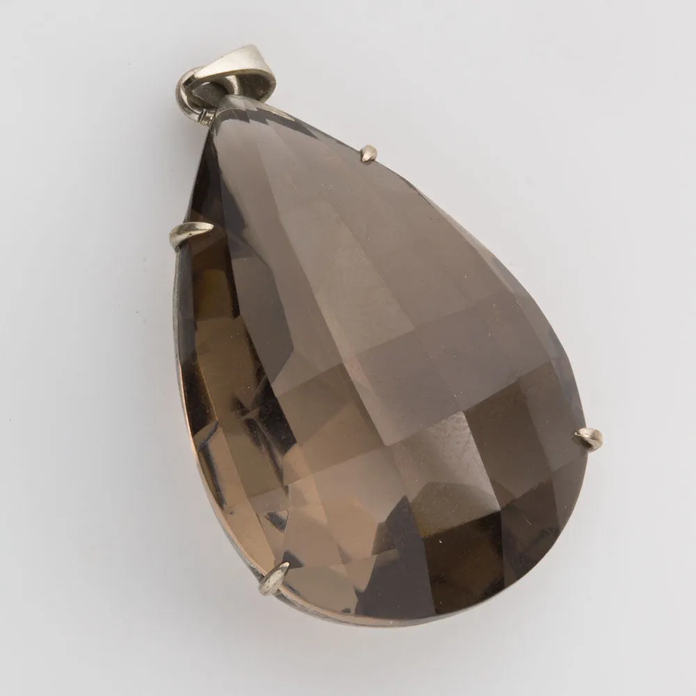 Vintage smokey quartz and sterling silver pendant. pdgm113(e)
